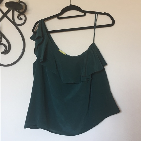 Anthropologie Maeve Silk Ruffle One Shoulder Top 8 - Picture 3 of 8
